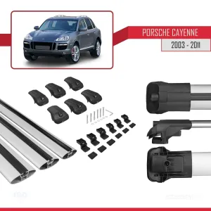 Porsche Cayenne 2003-2011 Arası ile uyumlu ACE-1 Ara Atkı Tavan Barı GRİ 3 ADET BAR thumb 5