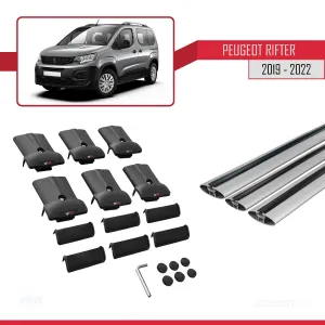 Peugeot Rifter 2019-2022 Arası ile uyumlu FLY Model Ara Atkı Tavan Barı GRİ 3 ADET BAR thumb 5