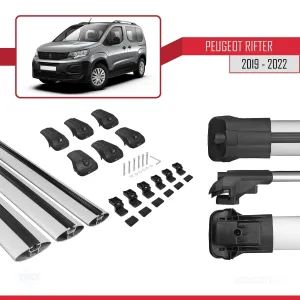 Peugeot Rifter 2019-2022 Arası ile uyumlu ACE-1 Ara Atkı Tavan Barı GRİ 3 ADET BAR thumb 5