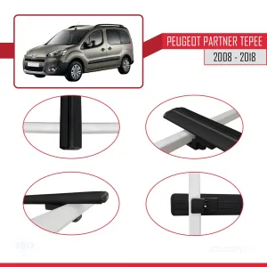 Peugeot Partner Tepee 2008-2018 Arası ile uyumlu Basic Model Ara Atkı Tavan Barı SİYAH 3 ADET thumb 4