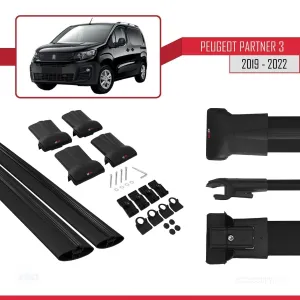 Peugeot Partner 2019-2022 Arası ile Uyumlu FLY Model Ara Atkı Tavan Barı SİYAH thumb 5