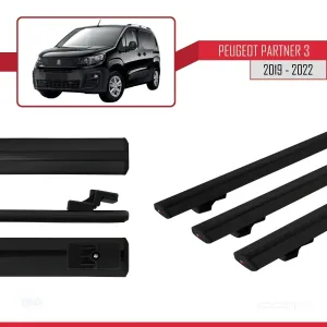Peugeot Partner 2019-2022 Arası ile uyumlu Basic Model Ara Atkı Tavan Barı SİYAH 3 ADET thumb 3