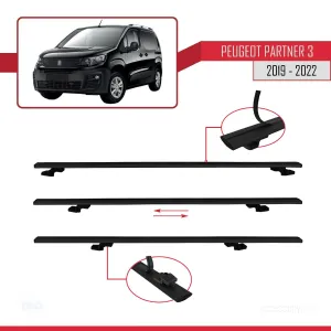 Peugeot Partner 2019-2022 Arası ile uyumlu Basic Model Ara Atkı Tavan Barı SİYAH 3 ADET thumb 5