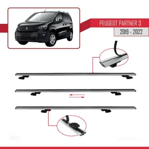 Peugeot Partner 2019-2022 Arası ile uyumlu Basic Model Ara Atkı Tavan Barı GRİ 3 ADET thumb 5