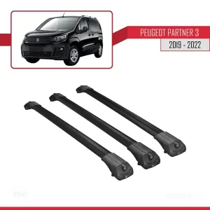 Peugeot Partner 2019-2022 Arası ile uyumlu ACE-1 Ara Atkı Tavan Barı SİYAH 3 ADET BAR thumb 3
