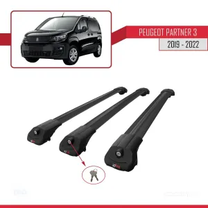Peugeot Partner 2019-2022 Arası ile uyumlu ACE-1 Ara Atkı Tavan Barı SİYAH 3 ADET BAR thumb 4