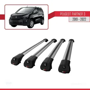 Peugeot Partner 2019-2022 Arası ile uyumlu ACE-1 Ara Atkı Tavan Barı GRİ 4 ADET BAR thumb 3