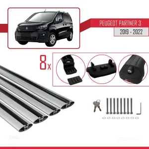 Peugeot Partner 2019-2022 Arası ile uyumlu ACE-1 Ara Atkı Tavan Barı GRİ 4 ADET BAR thumb 5