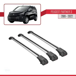 Peugeot Partner 2019-2022 Arası ile uyumlu ACE-1 Ara Atkı Tavan Barı GRİ 3 ADET BAR thumb 3