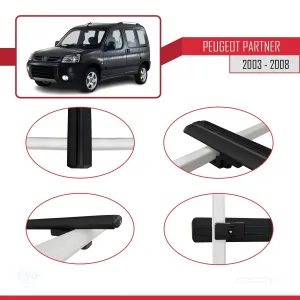 Peugeot Partner 2003-2008 Arası ile uyumlu Basic Model Ara Atkı Tavan Barı SİYAH 3 ADET thumb 4