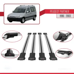 Peugeot Partner 1996-2003 Arası ile uyumlu FLY Model Ara Atkı Tavan Barı GRİ 4 ADET BAR thumb 5
