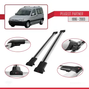 Peugeot Partner 1996-2003 Arası ile uyumlu FLY Model Ara Atkı Tavan Barı GRİ thumb 5