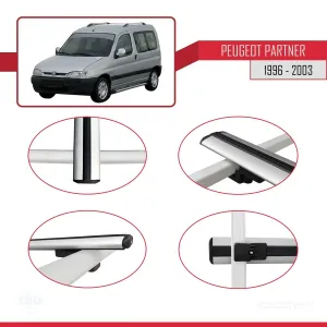 Peugeot Partner 1996-2003 Arası ile uyumlu Basic Model Ara Atkı Tavan Barı GRİ 3 ADET thumb 4