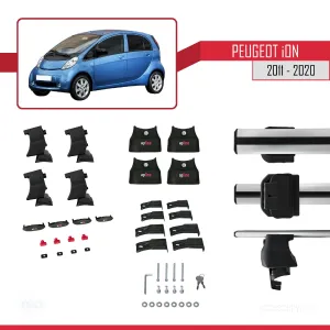 Peugeot ION 2011-2020 Arası ile uyumlu ACE-4 Ara Atkı Tavan Barı GRİ thumb 4