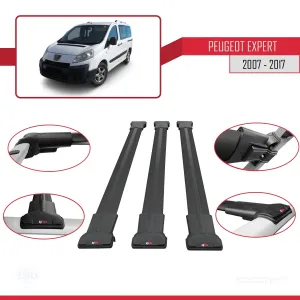 Peugeot Expert 2007-2017 Arası ile uyumlu FLY Model Ara Atkı Tavan Barı SİYAH 3 ADET BAR thumb 5