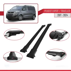 Peugeot Expert - Traveller 2017 ve Sonrası ile Uyumlu FLY Model Ara Atkı Tavan Barı SİYAH thumb 5