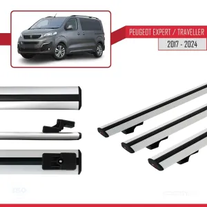 Peugeot Expert - Traveller 2017 ve Sonrası ile uyumlu Basic Model Ara Atkı Tavan Barı GRİ 3 ADET thumb 5