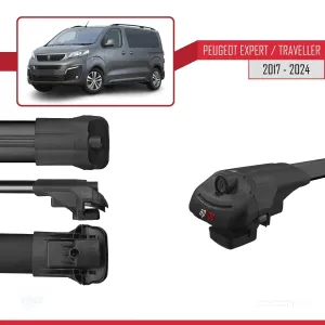 Peugeot Expert - Traveller 2017 ve Sonrası ile uyumlu ACE-1 Ara Atkı Tavan Barı SİYAH 4 ADET BAR thumb 5