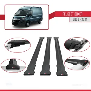 Peugeot Boxer 2006 ve Sonrası ile uyumlu FLY Model Ara Atkı Tavan Barı SİYAH 3 ADET BAR thumb 5