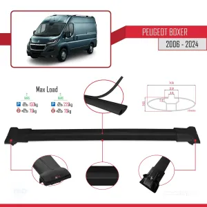 Peugeot Boxer 2006 ve Sonrası ile Uyumlu FLY Model Ara Atkı Tavan Barı SİYAH thumb 5