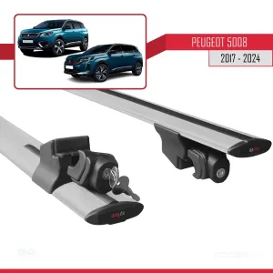 Peugeot 5008 2017 ve Sonrası ile uyumlu HOOK Model Anahtar Kilitli Ara Atkı Tavan Barı GRİ thumb 5