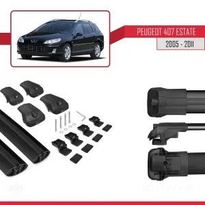 Peugeot 407 SW 2005-2011 Arası ile uyumlu ACE-1 Ara Atkı Tavan Barı SİYAH thumb 5