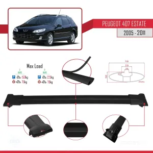 Peugeot 407 ESTATE 2005-2011 Arası ile uyumlu FLY Model Ara Atkı Tavan Barı SİYAH thumb 4