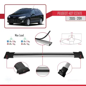 Peugeot 407 ESTATE 2005-2011 Arası ile uyumlu FLY Model Ara Atkı Tavan Barı GRİ thumb 4