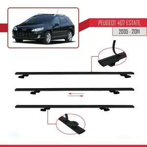 Peugeot 407 ESTATE 2005-2011 Arası ile uyumlu Basic Model Ara Atkı Tavan Barı SİYAH 3 ADET thumb 5