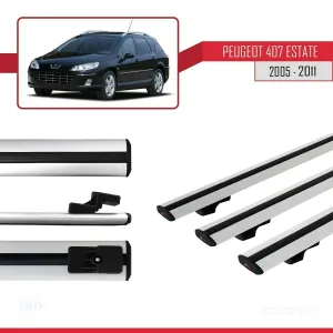 Peugeot 407 ESTATE 2005-2011 Arası ile uyumlu Basic Model Ara Atkı Tavan Barı GRİ 3 ADET thumb 3