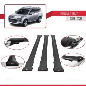 Peugeot 4007 2006-2014 Arası ile Uyumlu FLY Model Ara Atkı Tavan Barı SİYAH 3 ADET BAR thumb 5