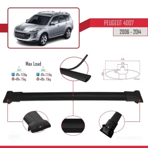 Peugeot 4007 2006-2014 Arası ile Uyumlu FLY Model Ara Atkı Tavan Barı SİYAH thumb 4