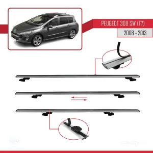 Peugeot 308 SW (T7) 2008-2013 Arası ile uyumlu Basic Model Ara Atkı Tavan Barı GRİ 3 ADET thumb 5