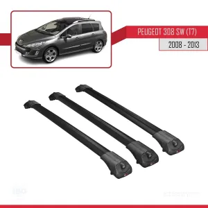 Peugeot 308 SW (T7) 2008-2013 Arası ile uyumlu ACE-1 Ara Atkı Tavan Barı SİYAH 3 ADET BAR thumb 3