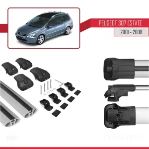 Peugeot 307 SW 2001-2008 Arası ile uyumlu ACE-1 Ara Atkı Tavan Barı GRİ thumb 5