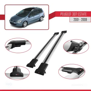 Peugeot 307 ESTATE 2001-2008 Arası ile uyumlu FLY Model Ara Atkı Tavan Barı GRİ thumb 5