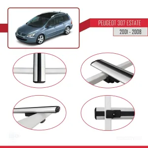Peugeot 307 ESTATE 2001-2008 Arası ile uyumlu Basic Model Ara Atkı Tavan Barı GRİ 3 ADET thumb 4