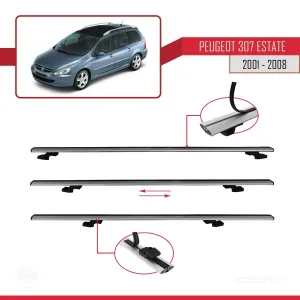 Peugeot 307 ESTATE 2001-2008 Arası ile uyumlu Basic Model Ara Atkı Tavan Barı GRİ 3 ADET thumb 5