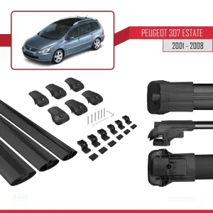 Peugeot 307 ESTATE 2001-2008 Arası ile uyumlu ACE-1 Ara Atkı Tavan Barı SİYAH 3 ADET BAR thumb 5