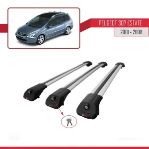 Peugeot 307 ESTATE 2001-2008 Arası ile uyumlu ACE-1 Ara Atkı Tavan Barı GRİ 3 ADET BAR thumb 4