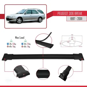 Peugeot 306 Estate 1997-2001 Arası ile uyumlu FLY Model Ara Atkı Tavan Barı SİYAH thumb 4