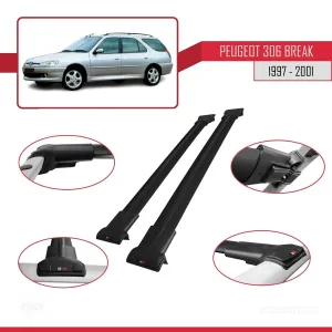 Peugeot 306 Estate 1997-2001 Arası ile uyumlu FLY Model Ara Atkı Tavan Barı SİYAH thumb 5