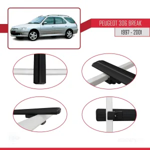 Peugeot 306 Estate 1997-2001 Arası ile uyumlu Basic Model Ara Atkı Tavan Barı SİYAH 3 ADET thumb 4