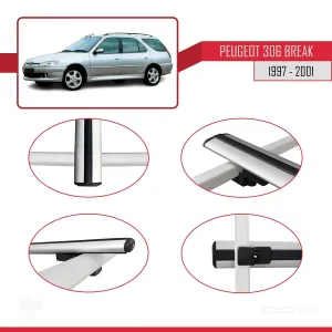 Peugeot 306 Estate 1997-2001 Arası ile uyumlu Basic Model Ara Atkı Tavan Barı GRİ 3 ADET thumb 4