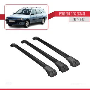 Peugeot 306 Estate 1997-2001 Arası ile uyumlu ACE-1 Ara Atkı Tavan Barı SİYAH 3 ADET BAR thumb 3