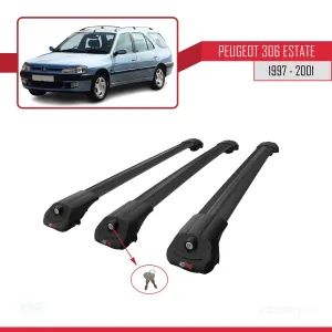 Peugeot 306 Estate 1997-2001 Arası ile uyumlu ACE-1 Ara Atkı Tavan Barı SİYAH 3 ADET BAR thumb 4