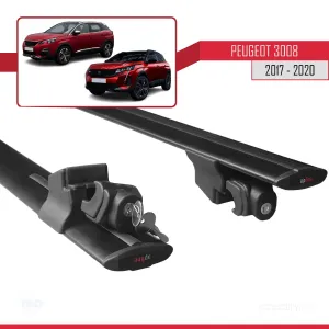 Peugeot 3008 2017-2020 Arası ile uyumlu HOOK Model Anahtar Kilitli Ara Atkı Tavan Barı SİYAH thumb 5