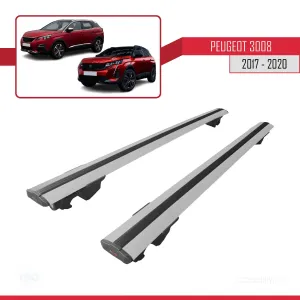 Peugeot 3008 2017-2020 Arası ile uyumlu HOOK Model Anahtar Kilitli Ara Atkı Tavan Barı GRİ thumb 4