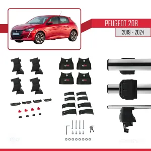 Peugeot 208/e-208 2019 ve Sonrası ile uyumlu ACE-4 Ara Atkı Tavan Barı GRİ thumb 5