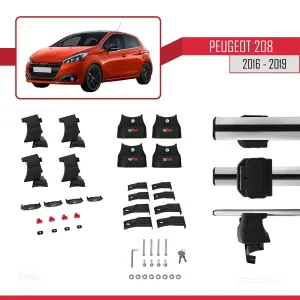 Peugeot 208 2015-2019 Arası ile uyumlu ACE-4 Ara Atkı Tavan Barı GRİ thumb 4